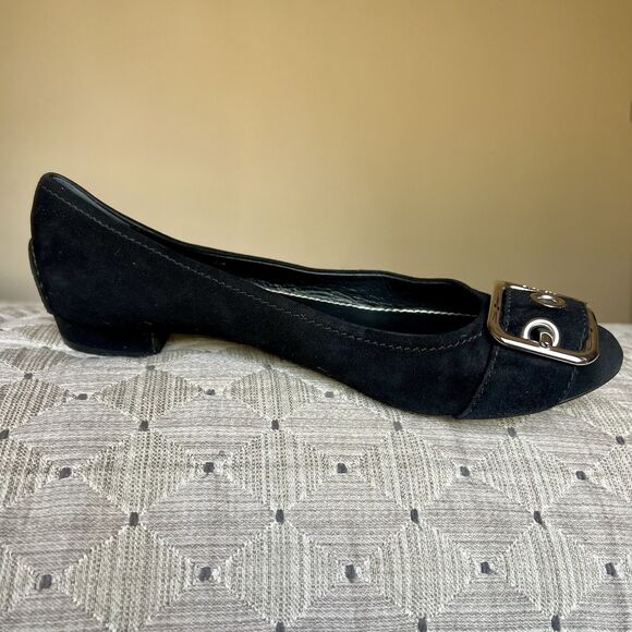 The Original Car Shoe By Prada Black Suede Leather Ballet Flats Women EU 38 US 8 - Picture 5 of 16